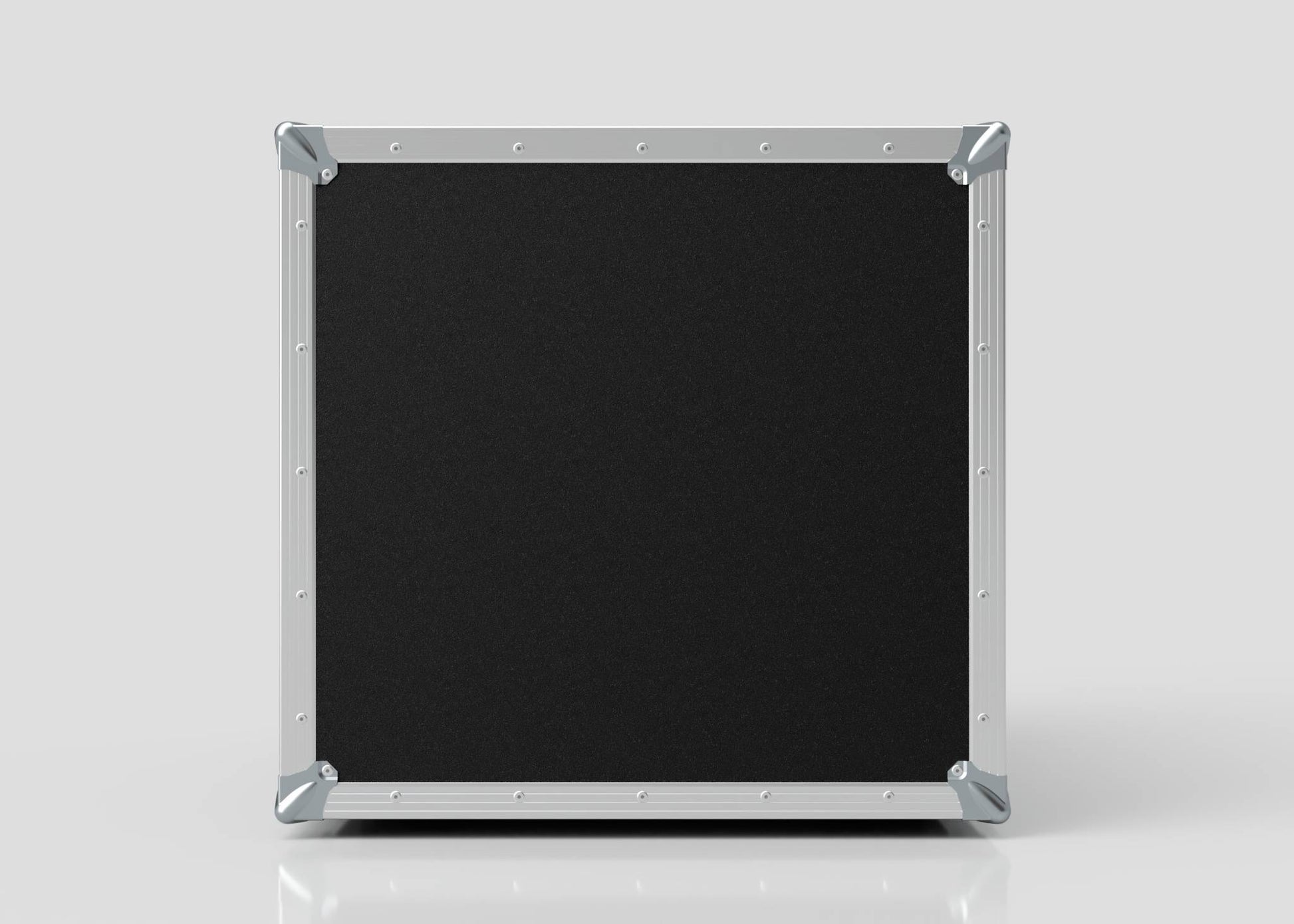 The 11U Foam Shock Mounted 19" Rack Case, made from durable birch plywood with black finish, reinforced silver edges, and corner protectors, stands upright against a plain light background.