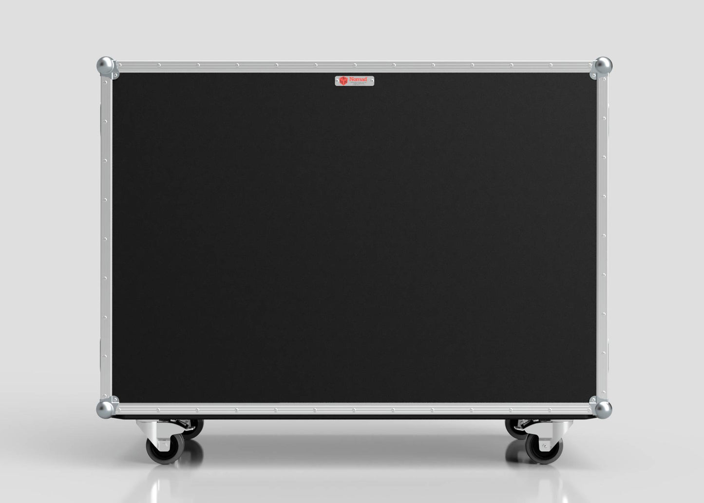 The 15 Way Euro Crate Case is a large, rectangular black equipment case with metal edging and four caster wheels for high load capacity, shown against a plain gray background.