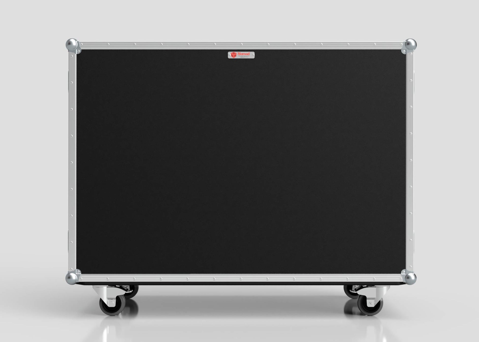 The 15 Way Euro Crate Case is a large, rectangular black equipment case with metal edging and four caster wheels for high load capacity, shown against a plain gray background.