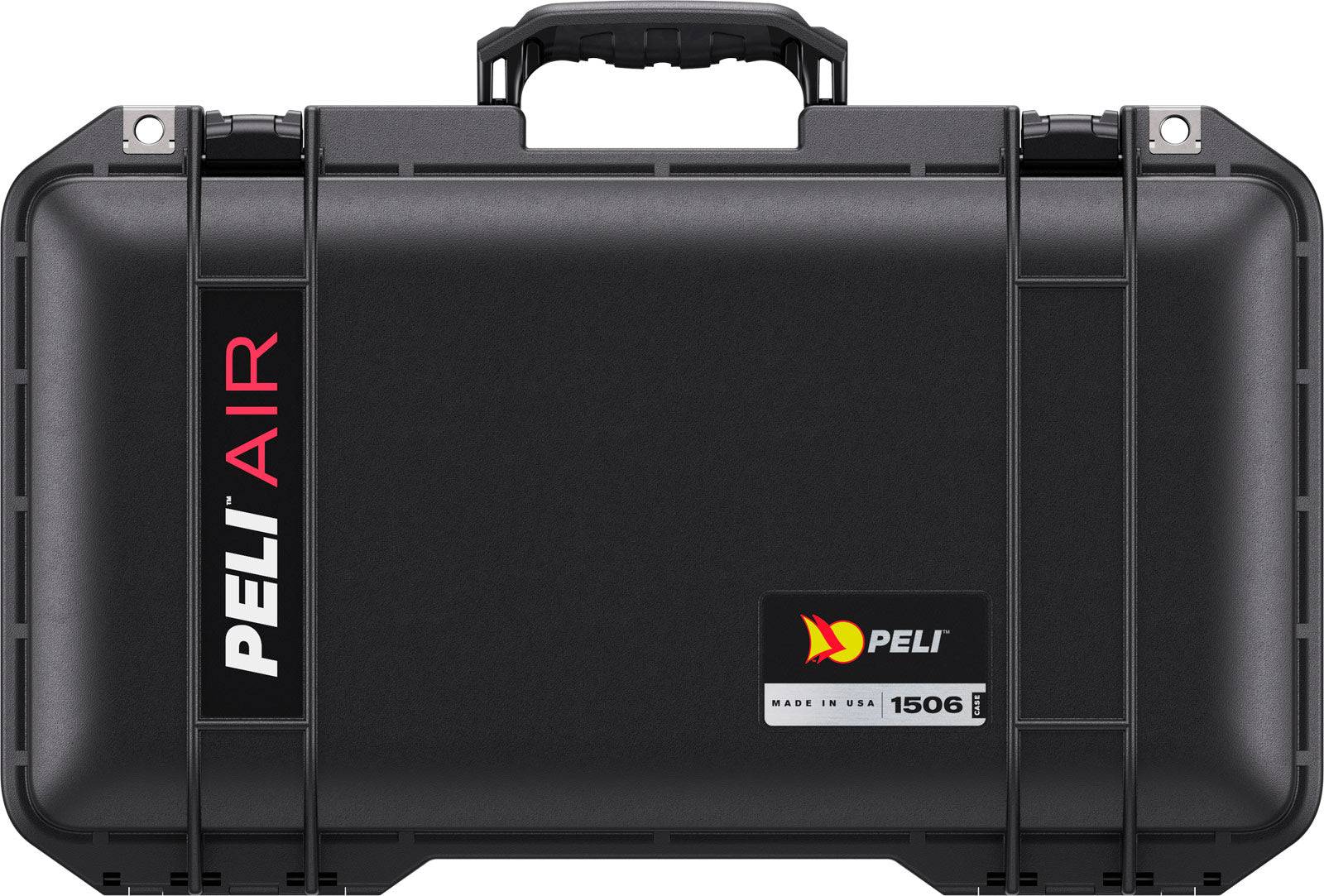 Black 1506 Air Case, a lightweight Peli Air Long/Deep Series protective case with handle, featuring the Peli Air logo on the left and a 1506 Air Case label on the bottom right.