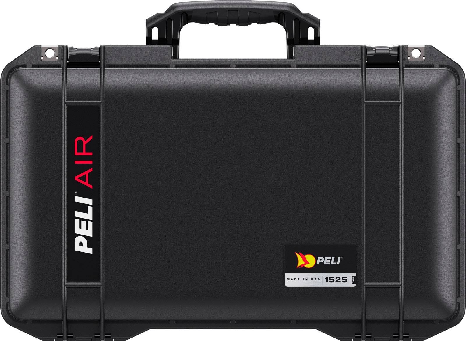 Black 1525 Air Case, waterproof with handle and latches, features red and white branding on the front.