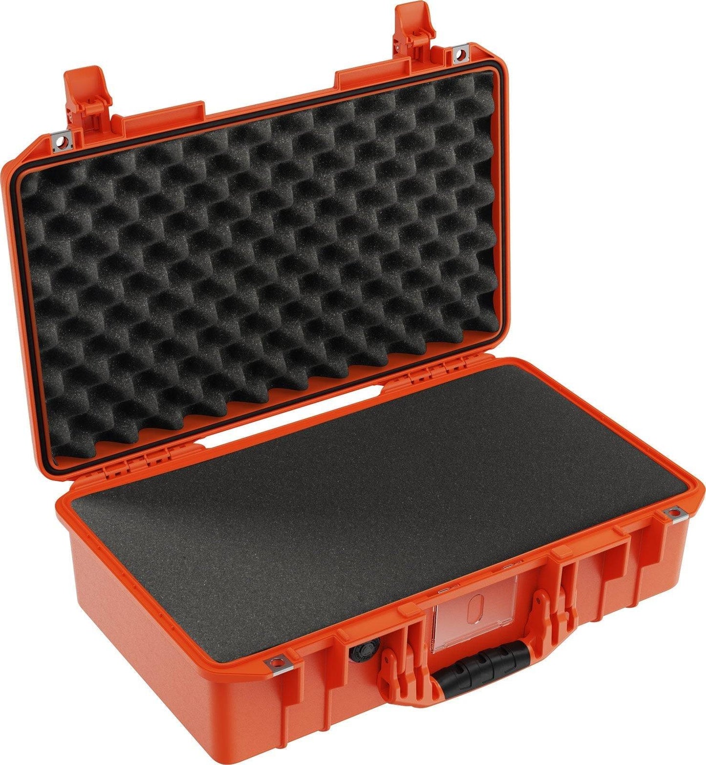 The 1525 Air Case is an open, orange, lightweight polymer case with black egg-crate foam in the lid and flat foam in the base, ideal for secure storage.