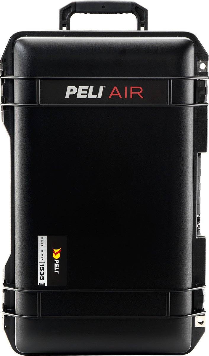 The 1535 Air Case is a black PELI AIR case with a handle, labeled "PELI AIR" and "1535" on the front, designed for lightweight, secure storage and transport.
