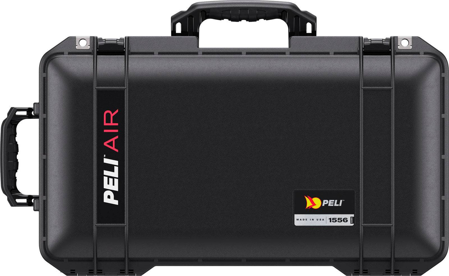 The 1556 Air Case is a black waterproof protective case from the PELI Air Long/Deep Series, featuring top and side handles, PELI AIR labeling, and the PELI logo on the front.