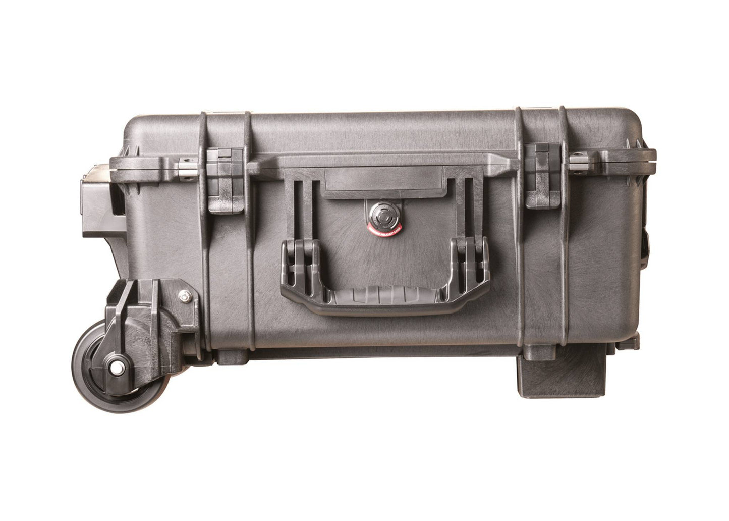 The PELI 1560M Protector Mobility Case is a black, hard-shell waterproof case with a handle, latch closures, and built-in wheels, shown on a white background.