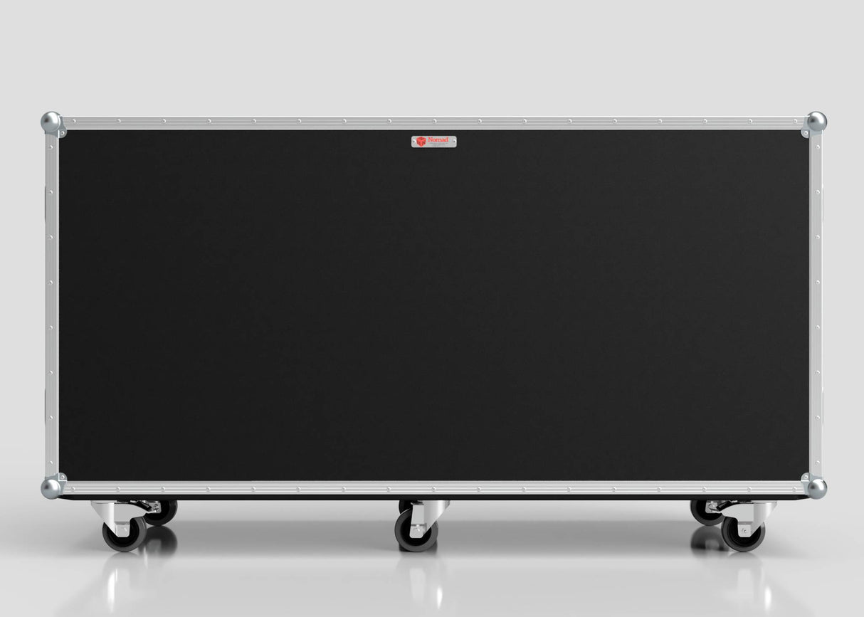 The 16 Way Euro Crate Case is a large black rectangular rolling storage case with metal edges and four caster wheels, designed for high load capacity, shown against a plain light background.