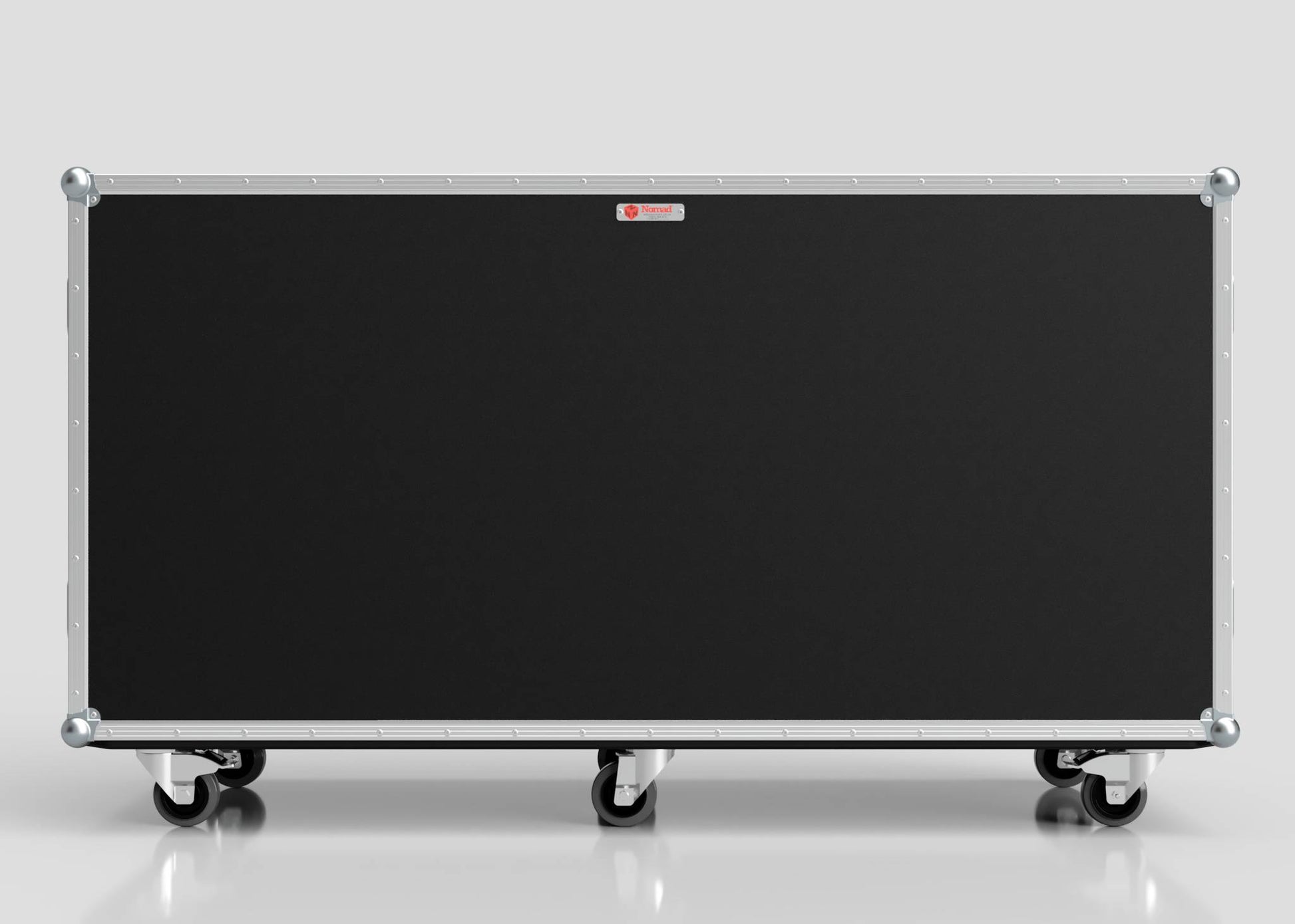 The 16 Way Euro Crate Case is a large black rectangular rolling storage case with metal edges and four caster wheels, designed for high load capacity, shown against a plain light background.