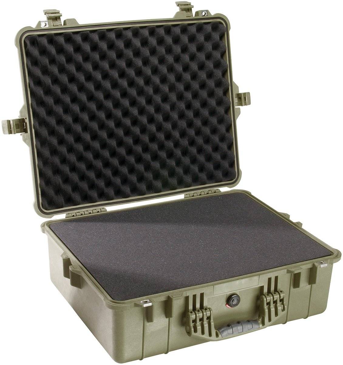 The 1600EU Protector Case, a hard-shell, crushproof case with a foam-padded interior, is displayed open on a white background.