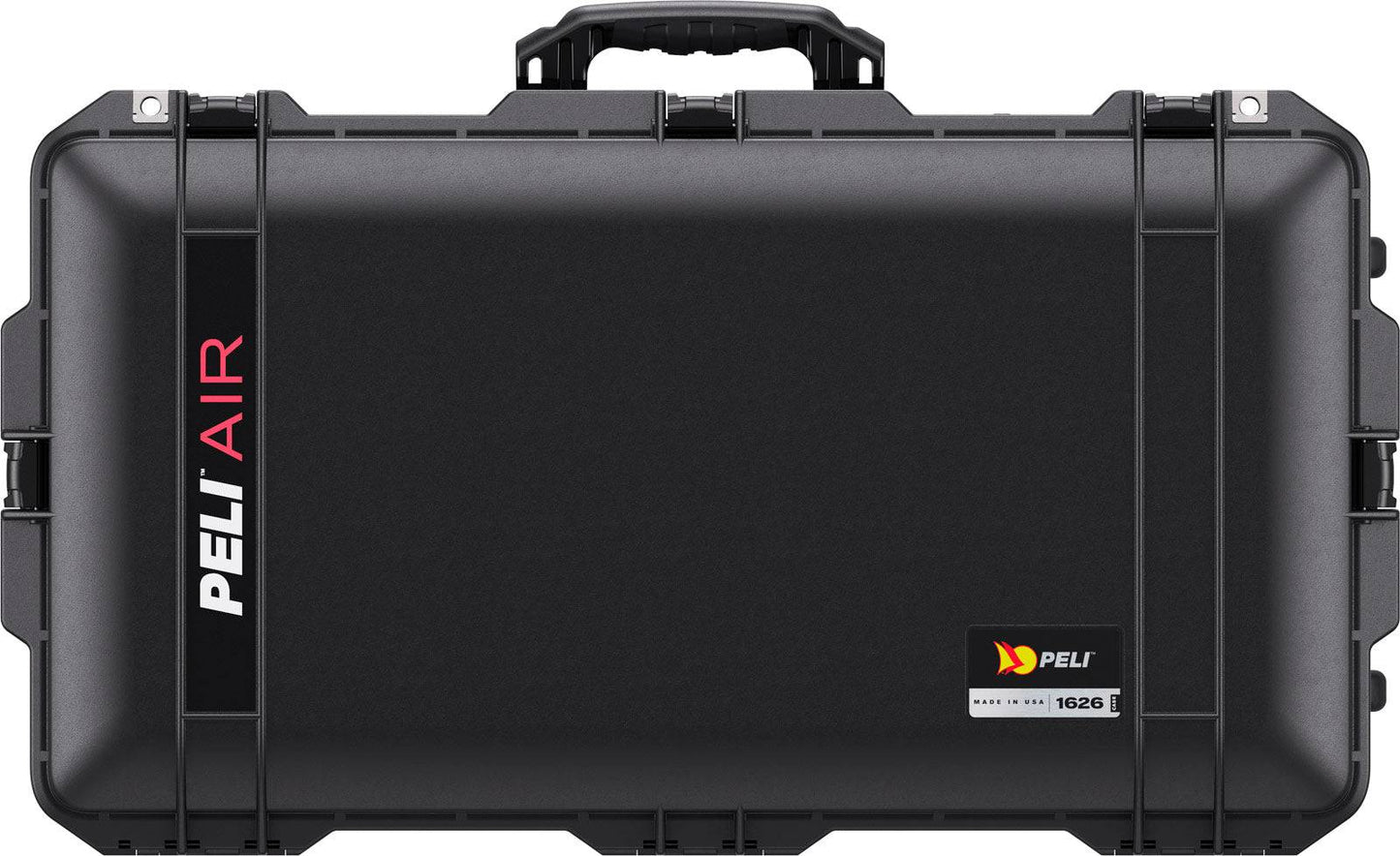 The black Peli 1626 Air Case is a long, deep, lightweight polymer case with a handle, secure latches, and front branded labels, shown on a plain background. This waterproof protective case reliably secures your gear.