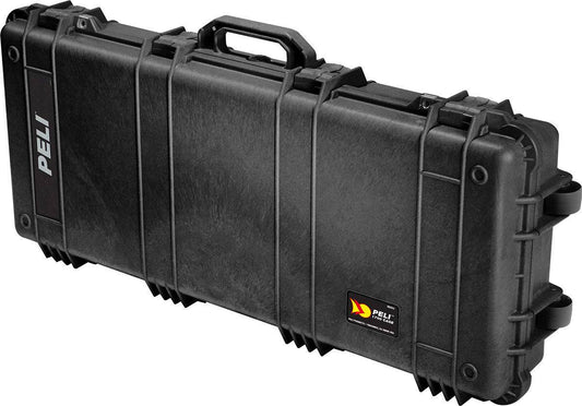 The 1700 Protector Long Case is a black hard-shell case with a handle, reinforced corners, and secure latches, designed to be watertight for protective storage and safe transport.