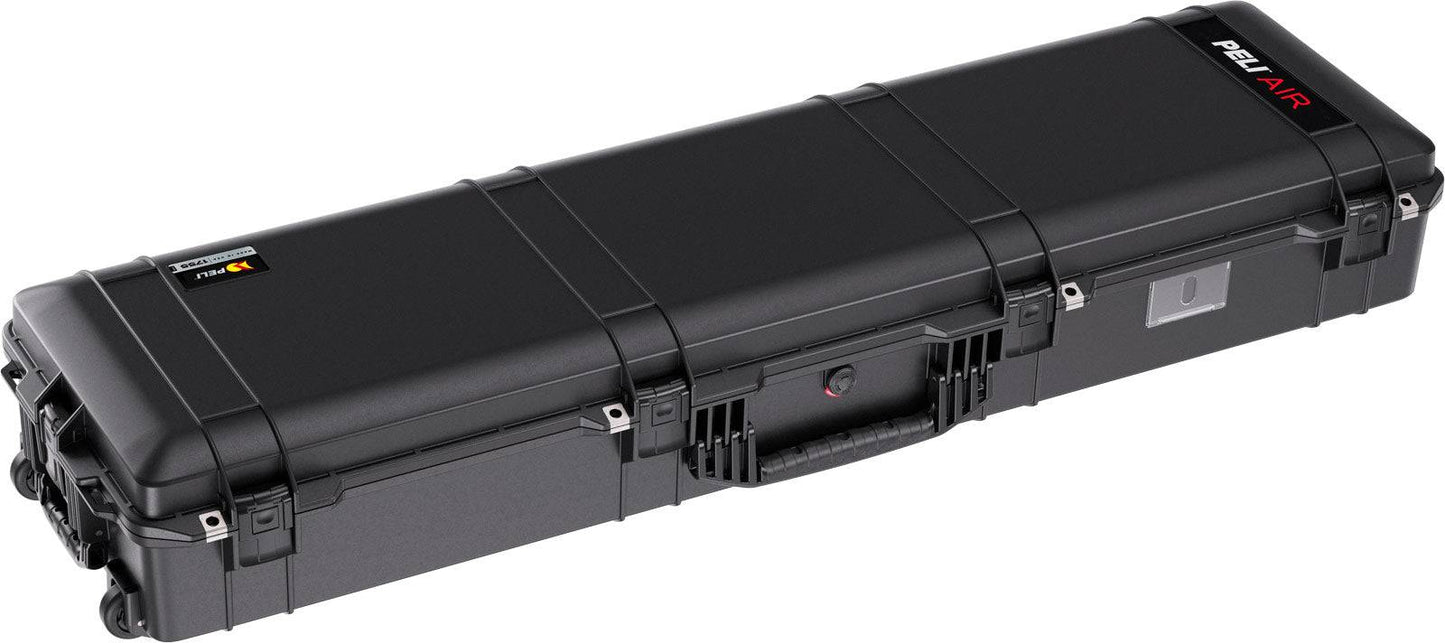 The 1755 Air Case is a long, rectangular black case with secure latches, wheels, handle, and a label area. Lightweight yet protective, it keeps your gear safe and organized.