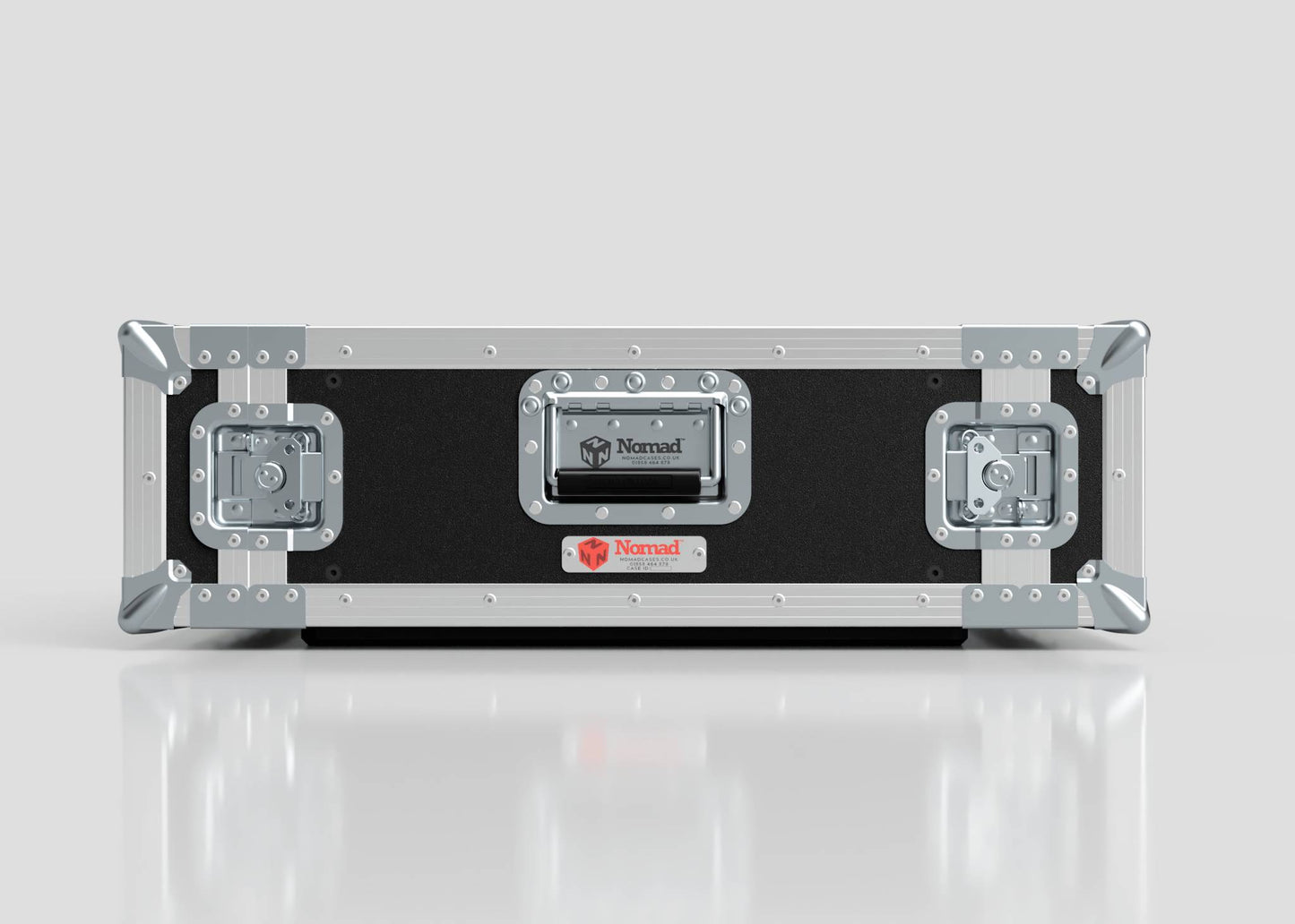 The 4U Standard Rack Case is a black and silver hard protective case with metal reinforcements, latches, and a handle—perfect for securely transporting your equipment rack.