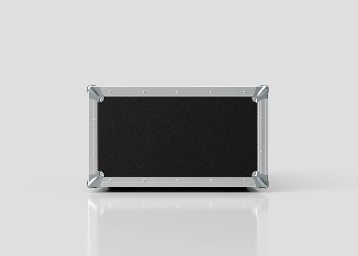 A 6U Standard Rack Case, rectangular and black, made in the UK from European Birch plywood with metal-reinforced corners and edges, is displayed against a plain light gray background.