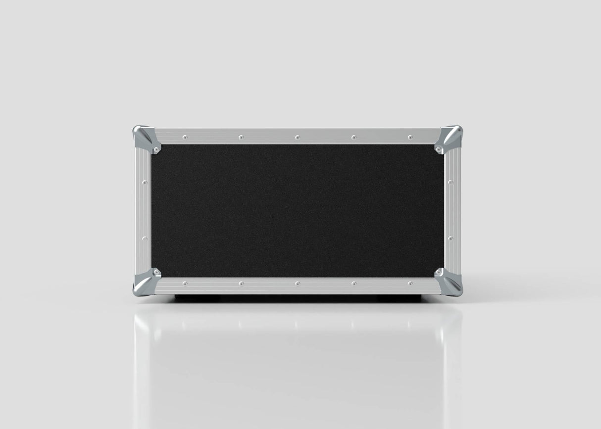 The 6U Suspended Shock Mounted Rack Case is a black and silver rectangular case with metal corner protectors and a built-in shock mounted rack, displayed against a plain light background.