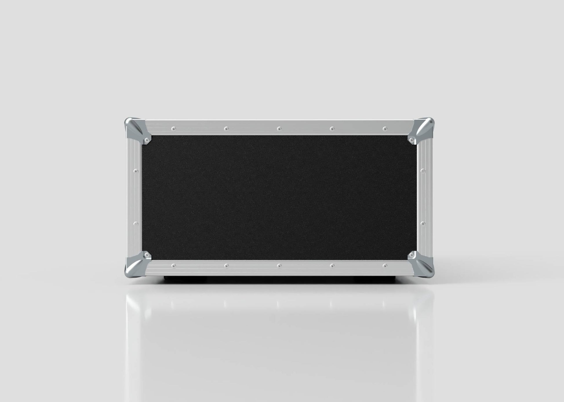 The 6U Suspended Shock Mounted Rack Case is a black and silver rectangular case with metal corner protectors and a built-in shock mounted rack, displayed against a plain light background.