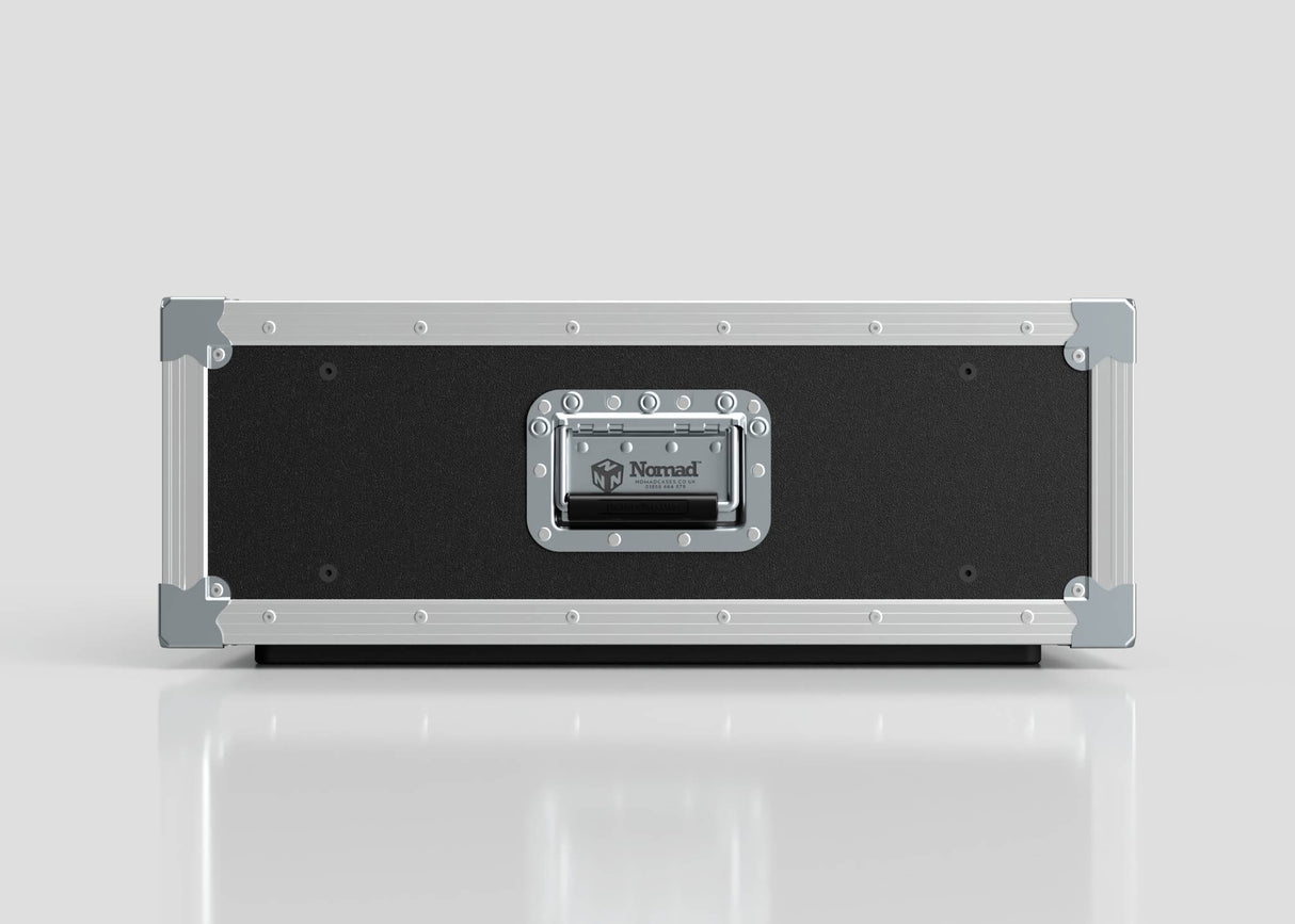 A black and silver 8U Slam Rack Case with metal corners, a handle, and a Nomad logo on the front, set against a plain light background.