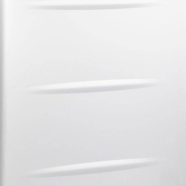 Close-up of the ALUpur 98700N white aluminium case surface featuring three evenly spaced, shallow horizontal indented lines.