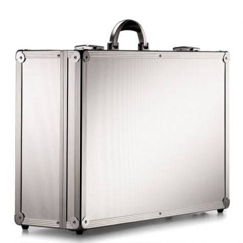 The ARK 90800 features a sleek silver aluminium frame with reinforced corners and a sturdy handle, crafted from durable material and shown on a plain white background.