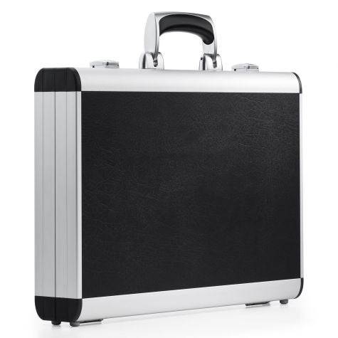 The AZKR 80400 is a closed aluminium frame case in black and silver, featuring a sturdy handle, shown against a plain white background.