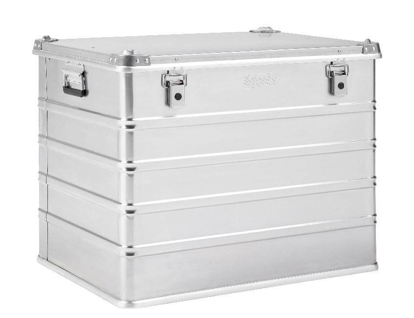 The Defender KA64-011 is a large rectangular silver case with reinforced corners, two side handles, secure front latches, a fitted lid, and a spacious 240L capacity for versatile storage and transport.