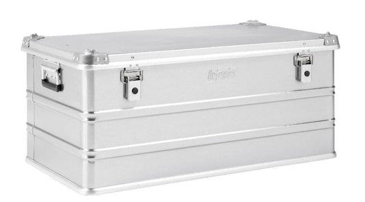 The Defender KA64-015 is a large rectangular silver metal storage box with reinforced corners, dual latch locks, and custom routed foam interior—perfect as a screen print case with a spacious 134L capacity.