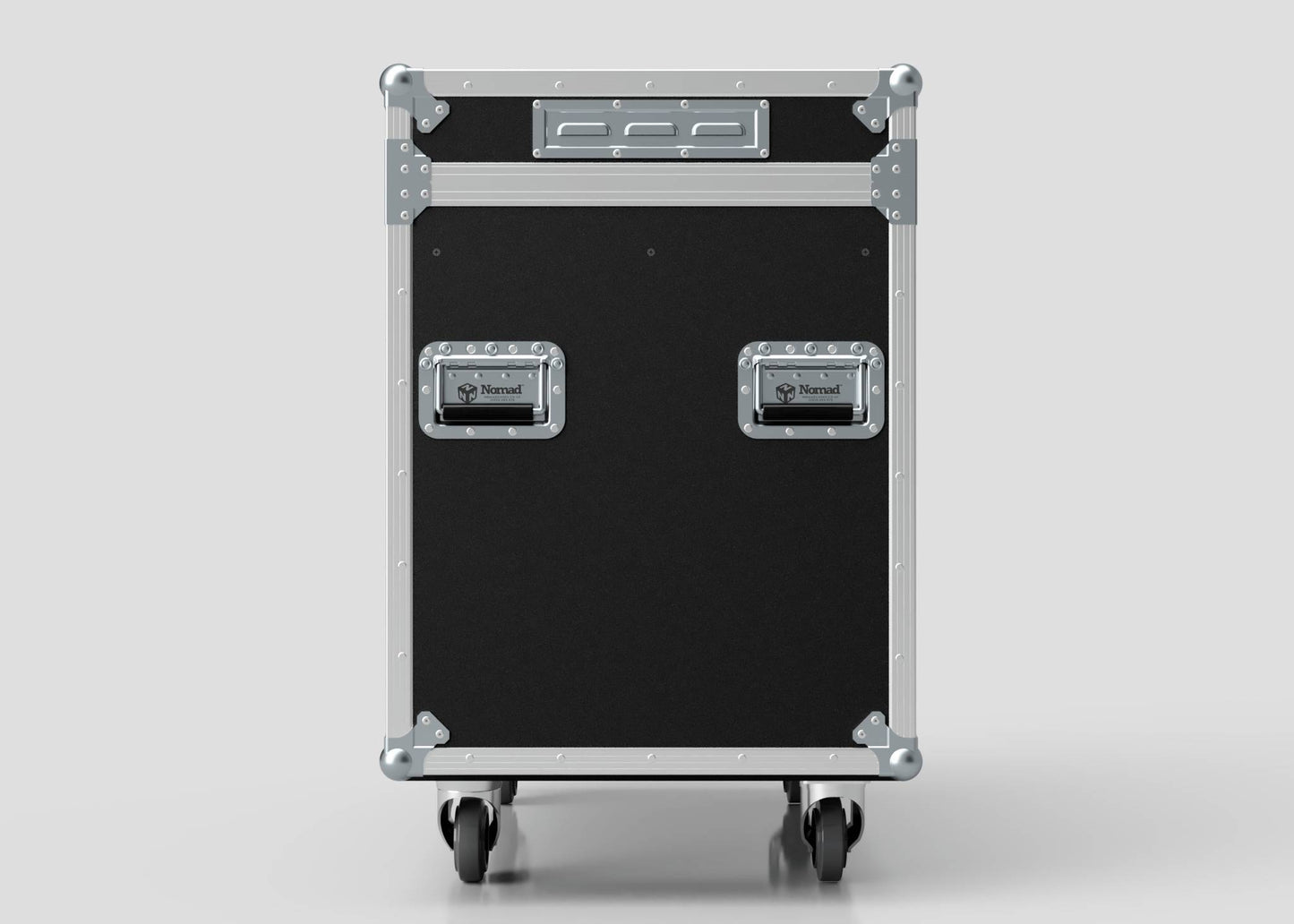 The Dual Prolight Hybrid 300IP is a black and silver flight case with metal edges, two handles, and four wheels, shown against a plain light background. External dimensions: 1025 x 600 x 930 mm.