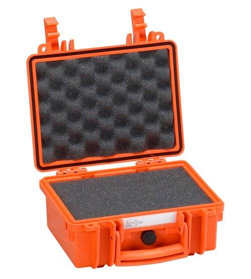 The Explorer 2209 is an open orange waterproof case with a custom foam interior and protective lining in the lid and base, designed for safe storage and transport of items.
