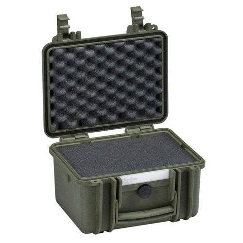 The Explorer 2717 is a compact, hard plastic waterproof case with an open hinged lid and a custom foam interior for cushioning and protecting your stored items.