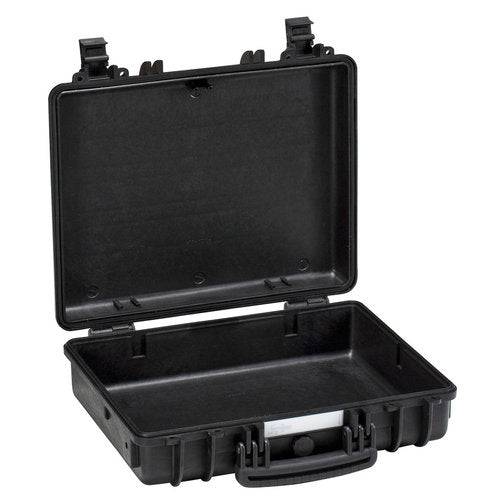 The Explorer 4412 is a black hard-shell waterproof case shown open with an empty interior, two jam-free latches on the lid, and a secure design ideal for protecting your valuables.