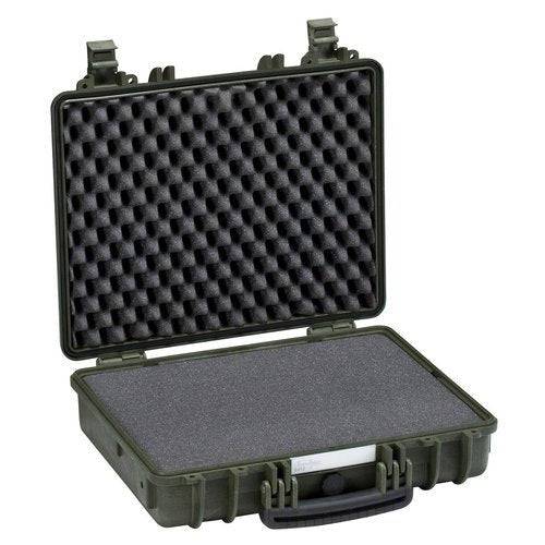 The Explorer 4412 is an open hard plastic carrying case featuring jam-free latches, egg-crate foam in the lid, and flat foam in the base to protect sensitive equipment.