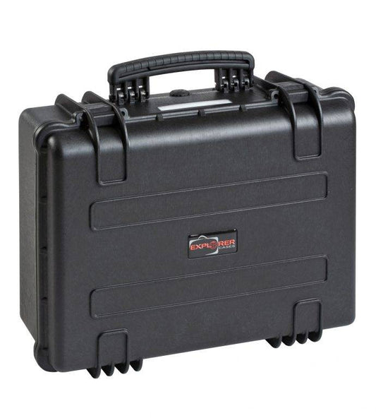 The Explorer 4820 is a black hard-shell waterproof case with a handle, secure latches, a manual pressure release valve, and Explorer Cases branding on the front.