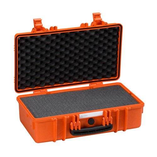 The Explorer 5117 is an open orange waterproof case with foam padding in the lid and base, designed to protect equipment during transport.