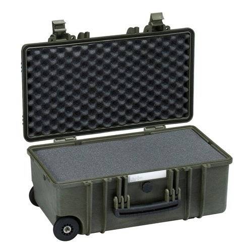 The Explorer 5122 is a durable waterproof case with foam interior, sturdy handle, wheels, an open hinged lid, and a pressure release valve for added protection.