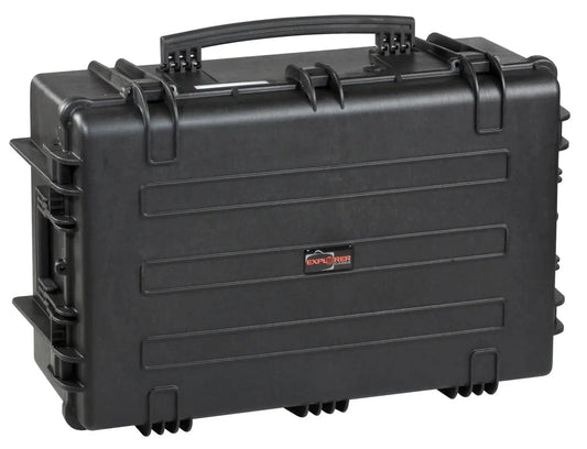 The Explorer 7630 is a black, hard-shell waterproof case with a handle, secure latches, reinforced corners, and customizable foam interior—ideal for safely transporting and protecting your equipment.