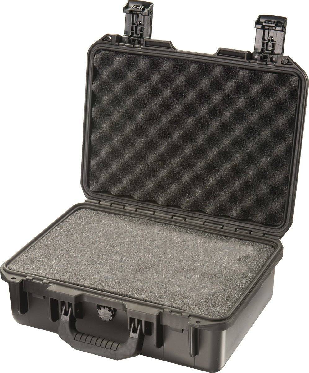 The iM2200 Storm Case is a hard-shell, crushproof case with foam padding, shown open with released latches and a front handle—ideal for providing exceptional protection for your gear.