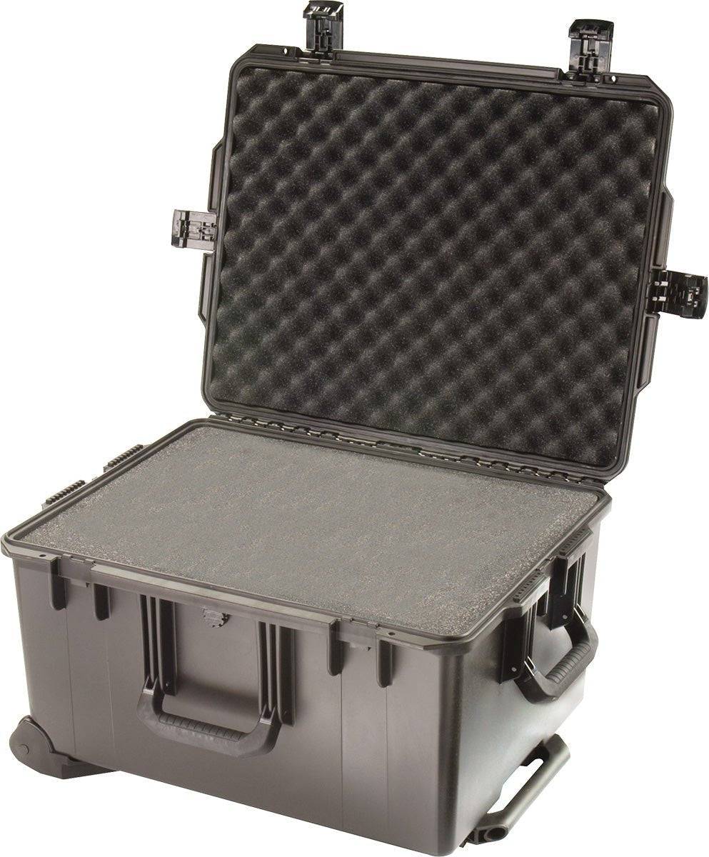 An open iM2750 Storm Travel Case with custom foam inside, designed for safe transport of sensitive equipment.