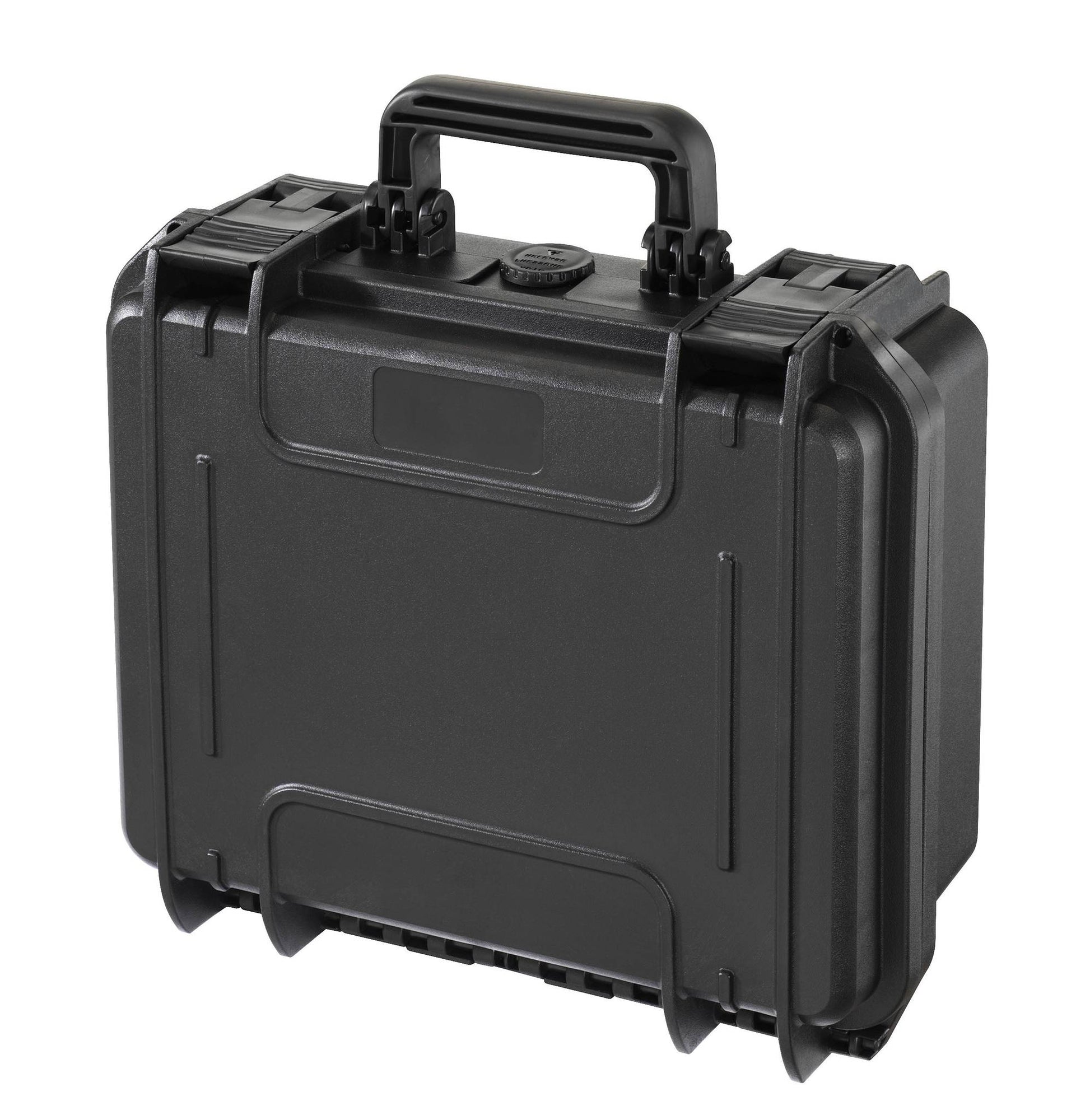 The MAX300 is a black hard plastic protective case with a handle, secure latches, and a watertight seal, shown closed and standing upright.