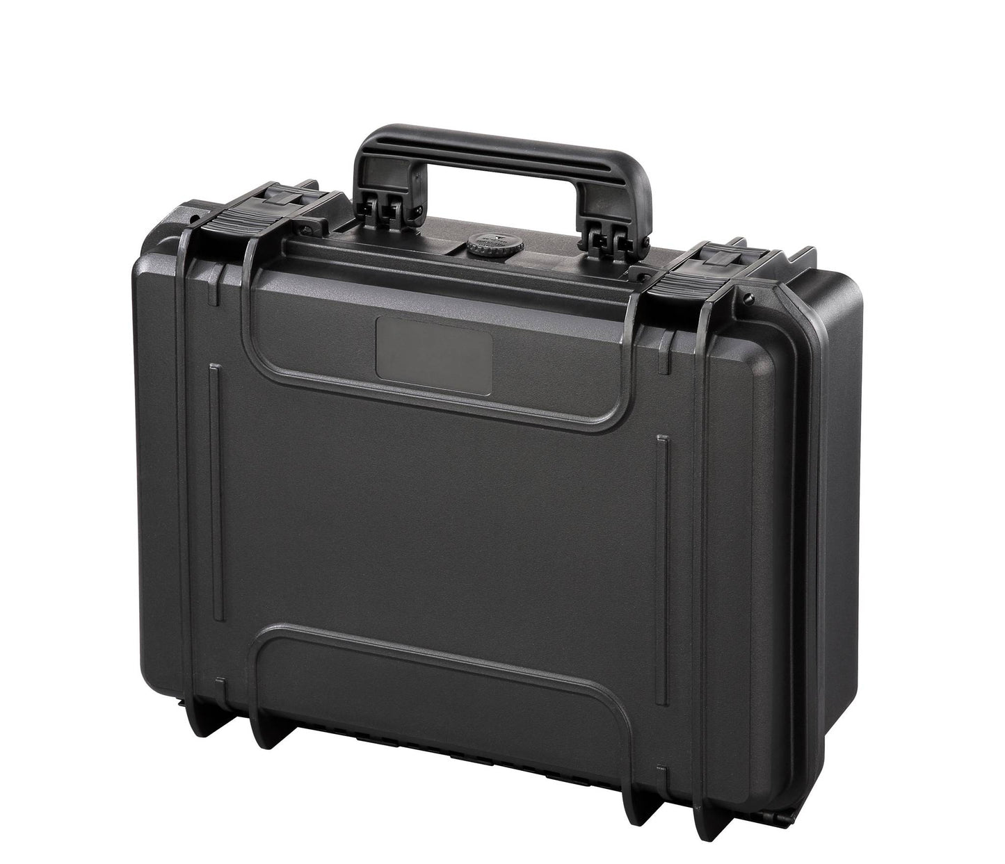 The MAX430PU Tool Case is a black, durable equipment case with a handle and secure latches, shown standing upright on a white background.