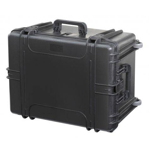 The MAX620H340 is a black, hard-shell protective case with a top handle, secure side latches, and padlock holes for extra security, ideal for transporting equipment.