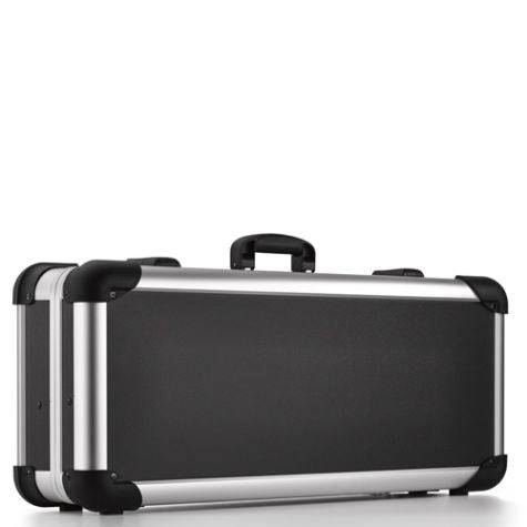 The Robust 50400N is a black and silver case with reinforced corners and a handle, shown closed on a white background. It features custom CNC foam fittings for shock and impact absorption, ensuring superior protection.