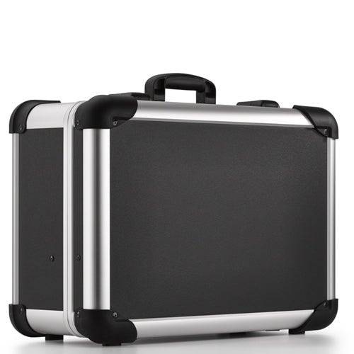 The Robust 50500N is a black and silver case with reinforced corners, custom CNC foam fittings, and a top handle, shown on a white background.