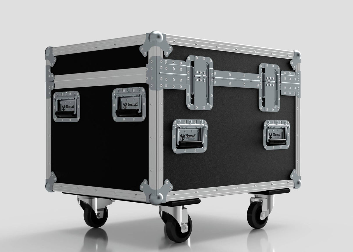 The Single Kinesys Apex 500 Chain Hoist Case is a black and silver rolling hard case with metal reinforcements, handles, and latches, shown on a plain light background. Its external dimensions are 775 x 598 x 667 mm.