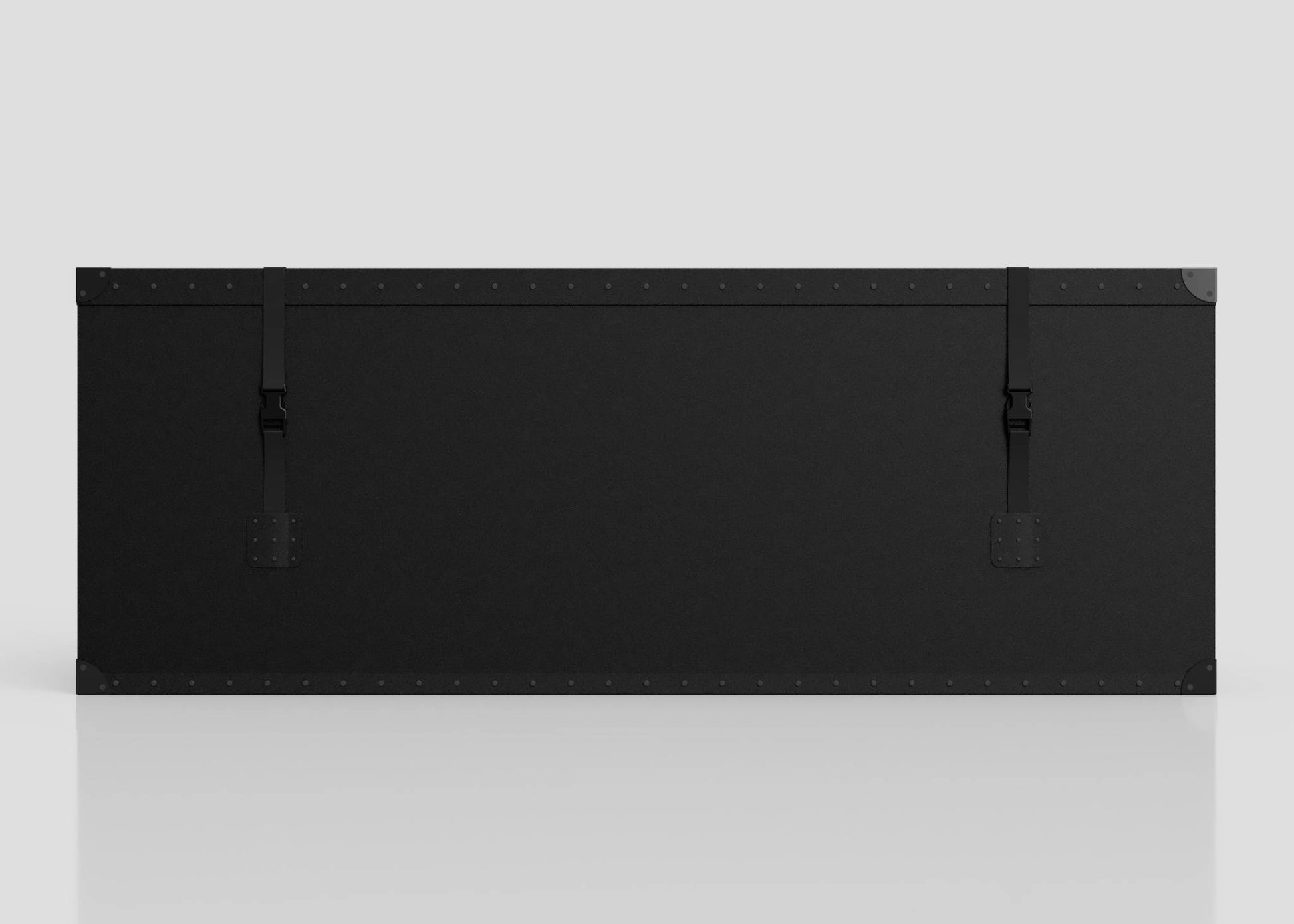 The Standard Long Storage Box - Extra Large is a large, rectangular black case with webbing side release buckles and metal corner protectors, shown against a plain white background.
