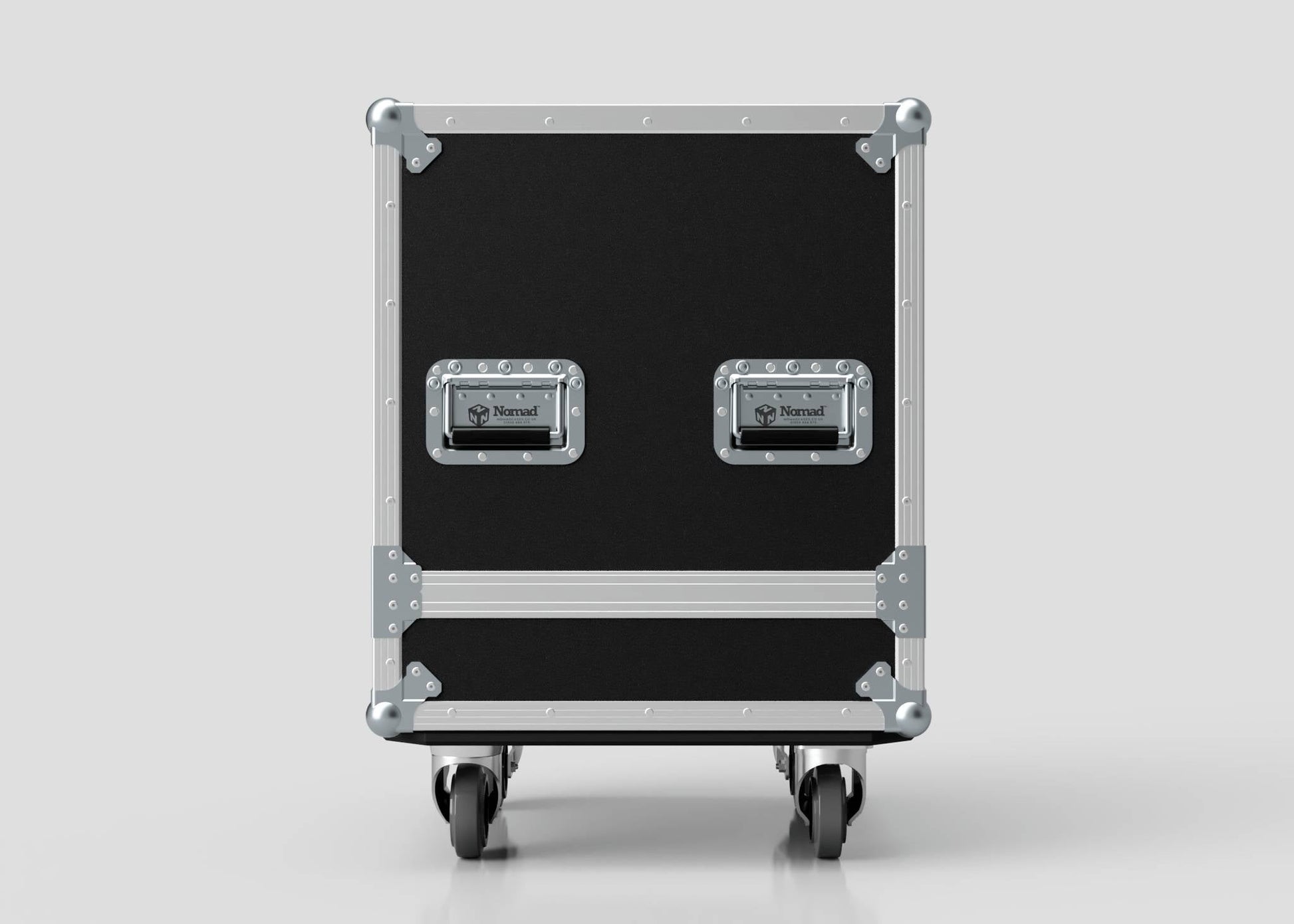 A Suzuki Hayabusa Engine Case in black and silver with two handles and metal corner reinforcements, internal dimensions 568 x 537 x 613 mm, shown against a plain white background.