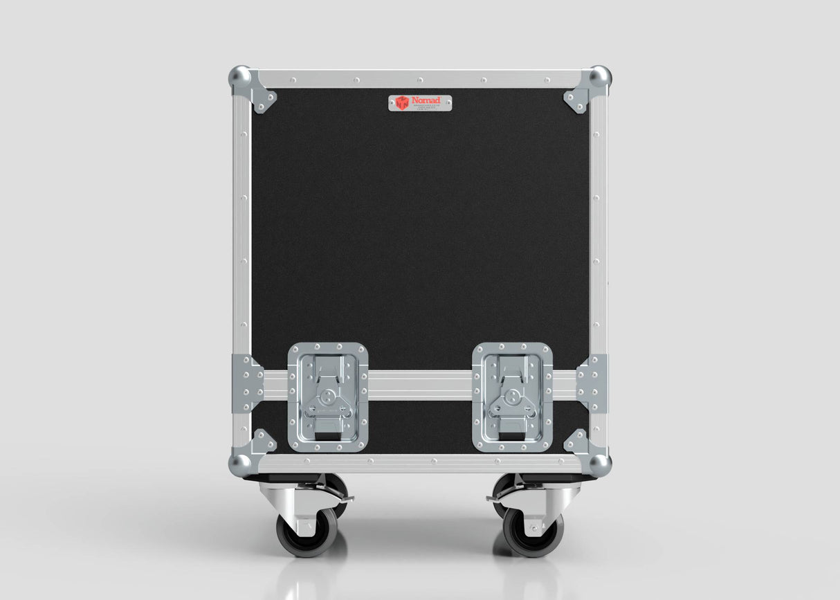 The Suzuki Hayabusa Engine Case is a black and silver wheeled storage box with reinforced metal corners and two latches, shown against a plain light background. Its internal dimensions are 568 x 537 x 613 mm.