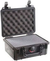 The black 1150 Protector Case has a hard shell, handle, open lid, and foam padding inside—ideal as a protective or watertight equipment case to keep your items secure.