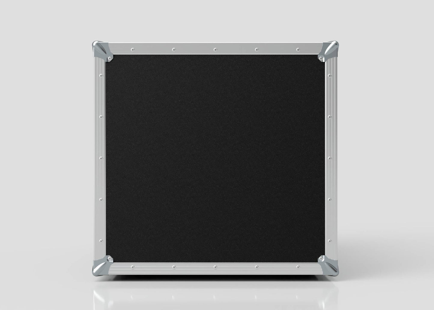 The 11U Foam Shock Mounted 19" Rack Case, made from durable birch plywood with black finish, reinforced silver edges, and corner protectors, stands upright against a plain light background.