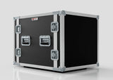 The 11U Suspended Shock Mounted Rack Case, made from European Birch plywood with black and silver metal corners and handles, is shown on a plain light background.
