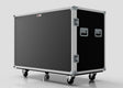 The 12 Way Euro Crate Case is a large, black, rectangular equipment case with metal edges, two handles, locking latches, and four caster wheels on the bottom, offering high load capacity against a plain white background.