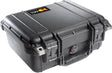The 1400EU Protector Case is a black, crushproof case with reinforced corners, heavy-duty latches, and a lid sticker, providing reliable gear protection.